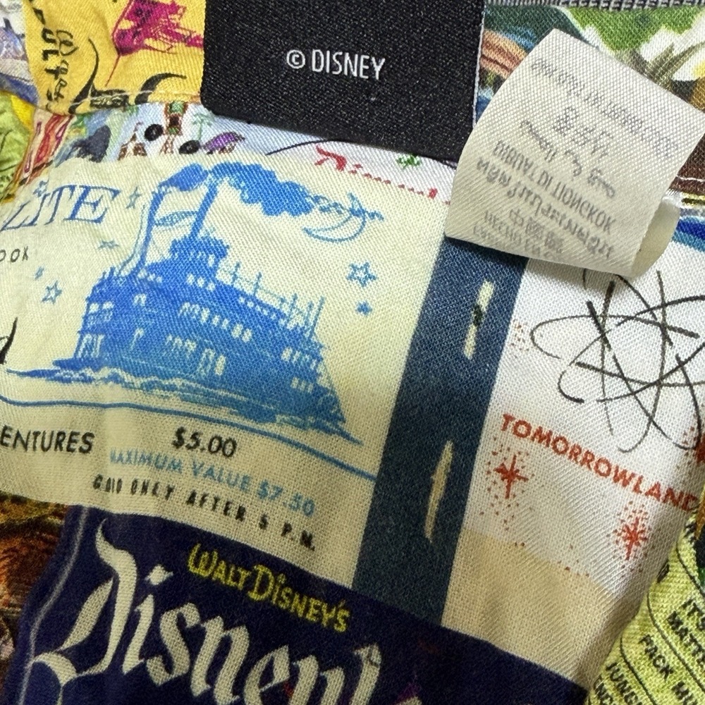 Disney 100 Disneyland Button Down Short Sleeve Viscose Size Small Collage AOP - Picture 4 of 12
